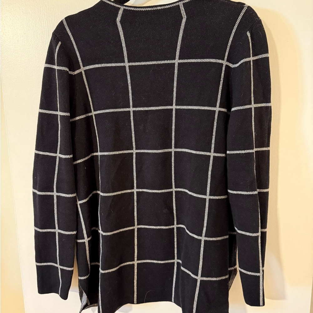 LOFT Black and White Checkered Turtleneck Sweater